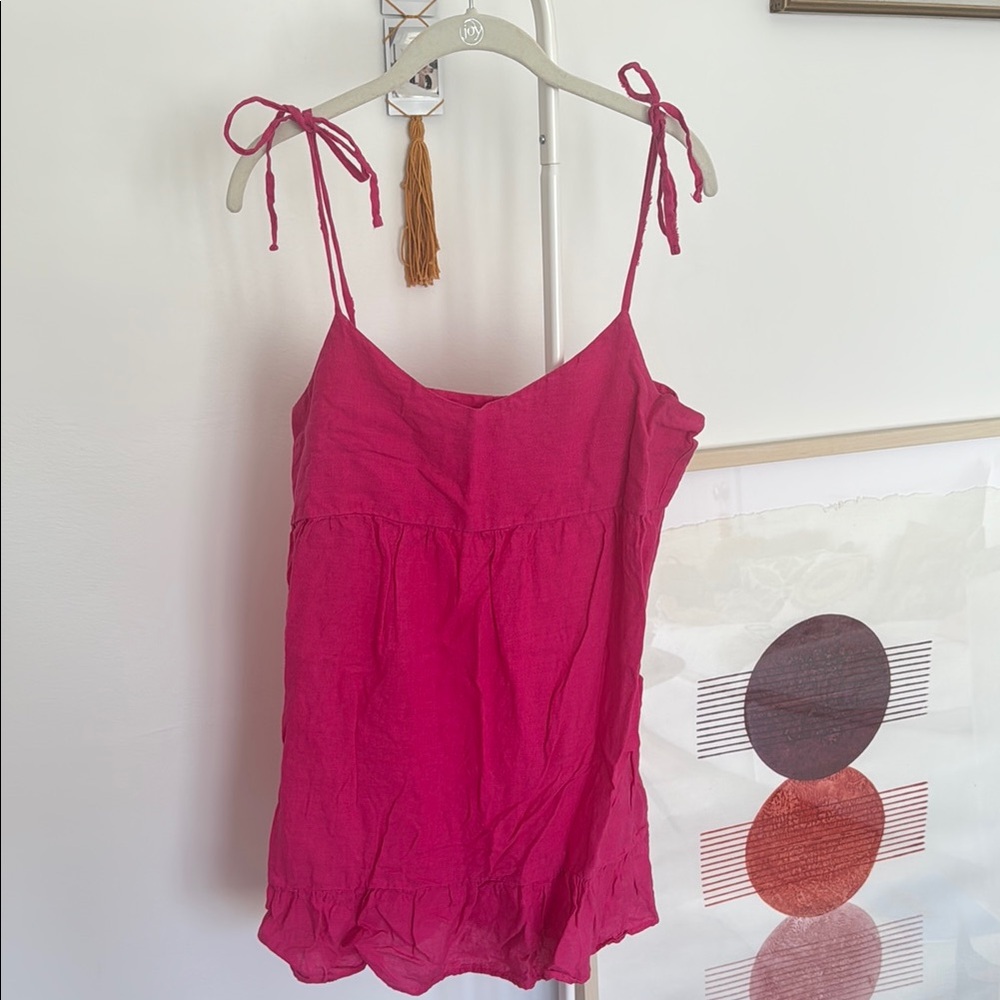 ZARA Pink Sleeveless Linen Dress